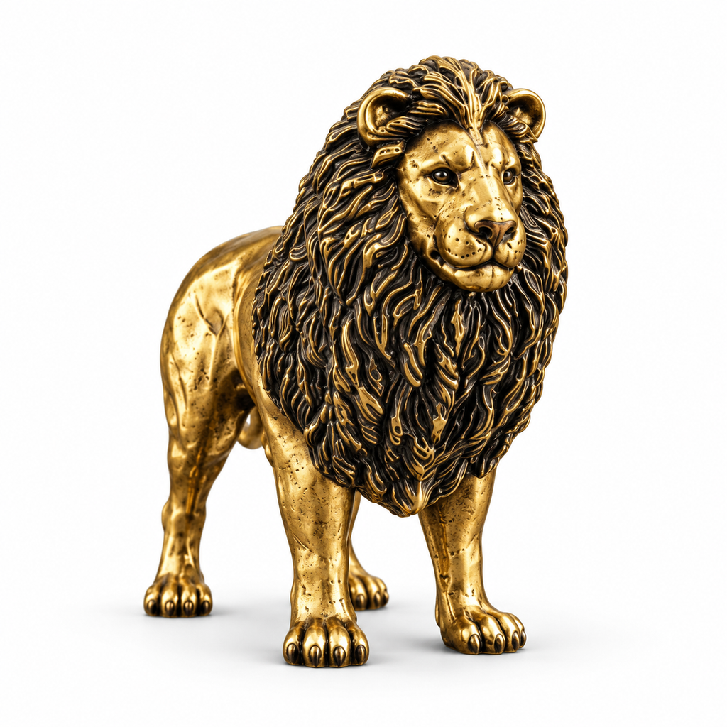 Luxury Golden Lion Showpiece
